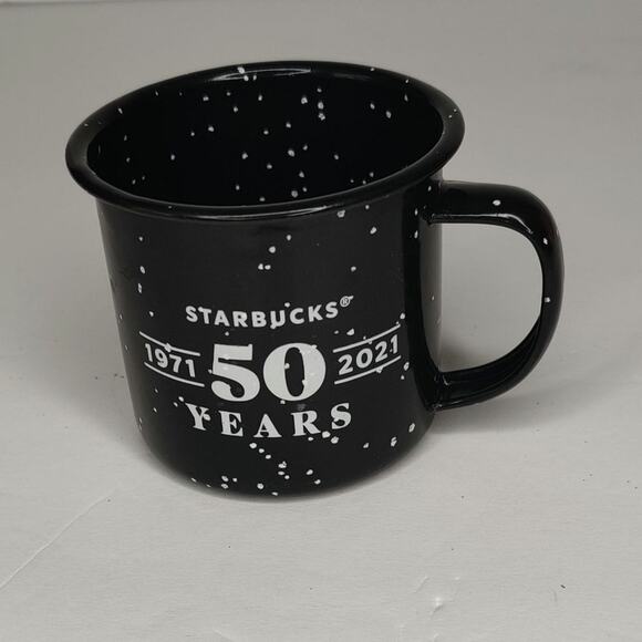Starbucks Black Enamel Metal Espresso Mug 50th Anniversary Birthday - Picture 9 of 10